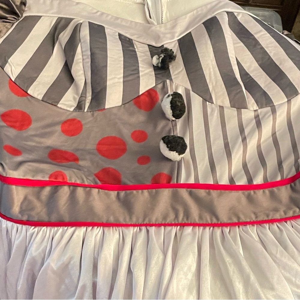 Creepy Clown Woman Dress Puff Sleeves Halloween Costume Cosplay Adult Size Large - Picture 9 of 15